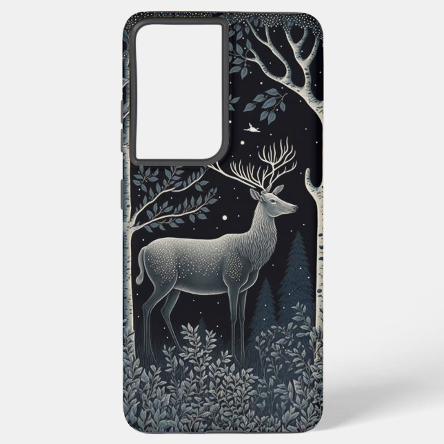 Elk In The Midnight Woods Samsung Galaxy Case (Back)