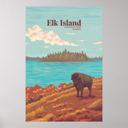 Elk Island National Park Alberta Canada Travel Poster