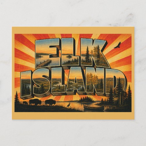 Elk Island National Park Aspen Parkland Lakes Art Postcard