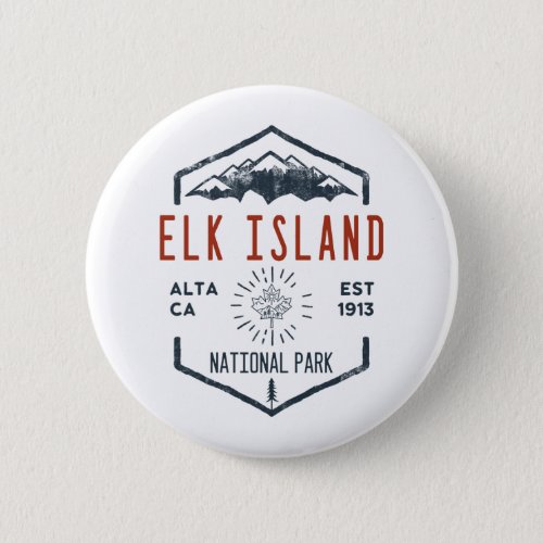 Elk Island National Park Canada Vintage Distressed Button