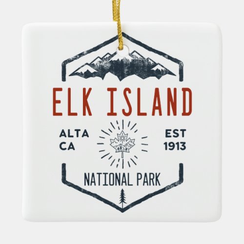 Elk Island National Park Canada Vintage Distressed Ceramic Ornament