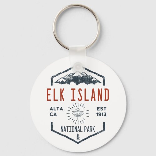 Elk Island National Park Canada Vintage Distressed Keychain