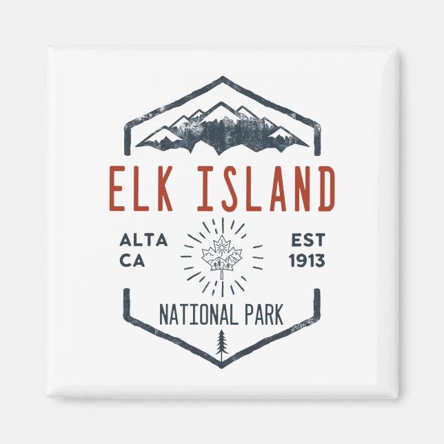 Elk Island National Park Canada Vintage Distressed Magnet (Front)