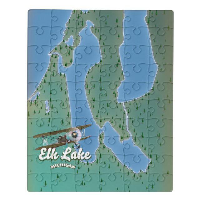 Elk Lake Michigan map Jigsaw Puzzle (Puzzle Vertical)