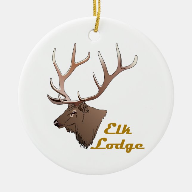 Elk Lodge Ceramic Ornament (Front)