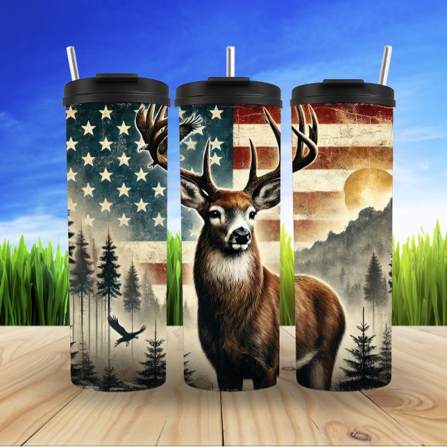 Elk Majesty Under Red Moon Thermal Tumbler (Creator Uploaded)