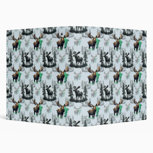 Elk Moose Antlers Deer Pattern Design  3 Ring Binder
