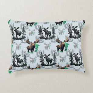 Elk Moose Antlers Deer Pattern Design Accent Pillow