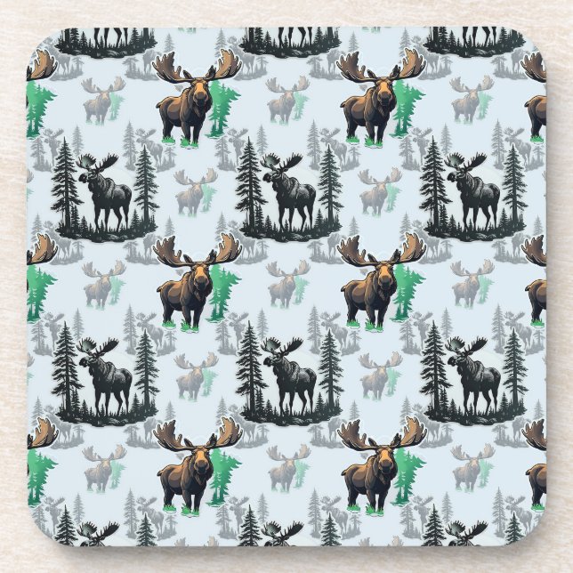 Elk Moose Antlers Deer Pattern Design  Beverage Coaster (Front)