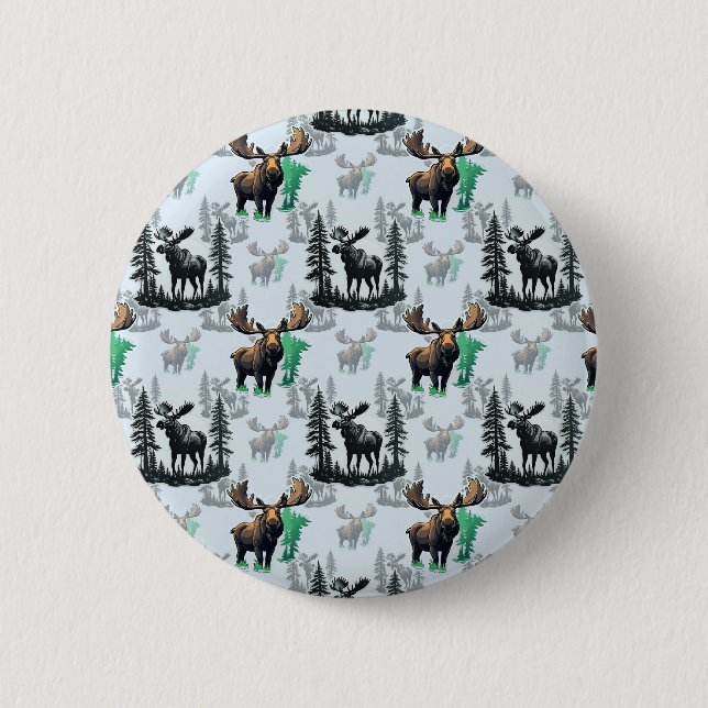 Elk Moose Antlers Deer Pattern Design  Button (Front)