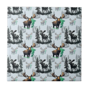 Elk Moose Antlers Deer Pattern Design  Ceramic Tile