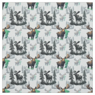 Elk Moose Antlers Deer Pattern Design  Fabric
