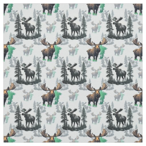 Elk Moose Antlers Deer Pattern Design  Fabric