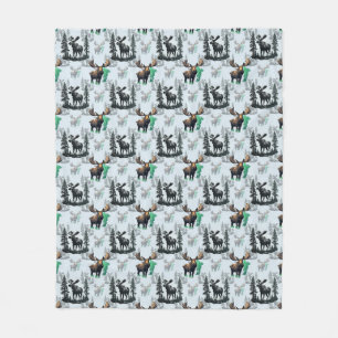 Elk Moose Antlers Deer Pattern Design  Fleece Blanket
