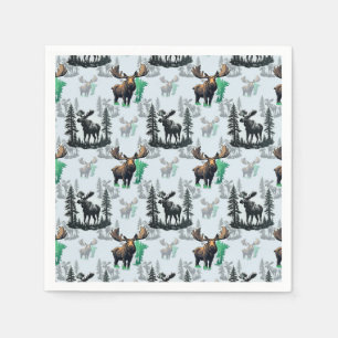 Elk Moose Antlers Deer Pattern Design Napkins