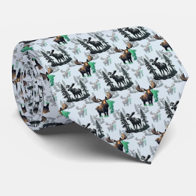 Elk Moose Antlers Deer Pattern Design  Neck Tie (Creator Uploaded)