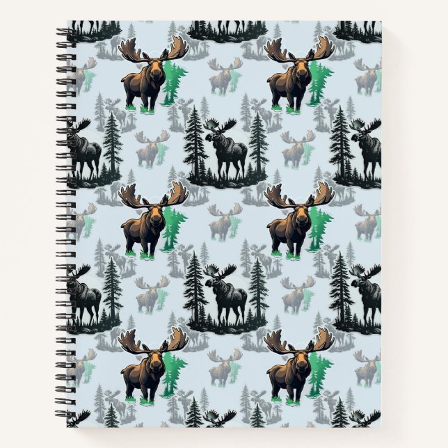 Elk Moose Antlers Deer Pattern Design  Notebook (Front)