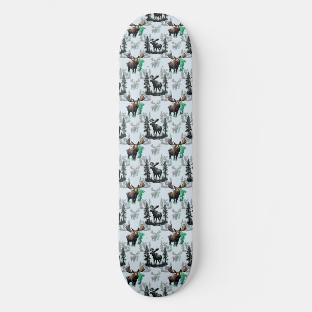 Elk Moose Antlers Deer Pattern Design  Skateboard (Front)