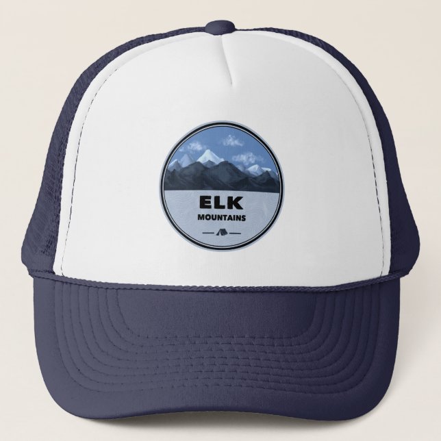 Elk Mountains Colorado Camping Trucker Hat (Front)