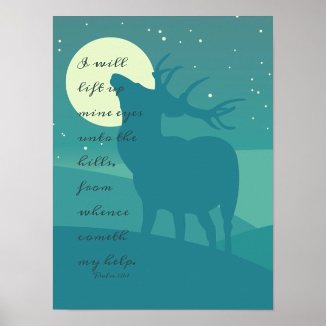 Elk Nature Bible Verse Christian Print Poster (Front)
