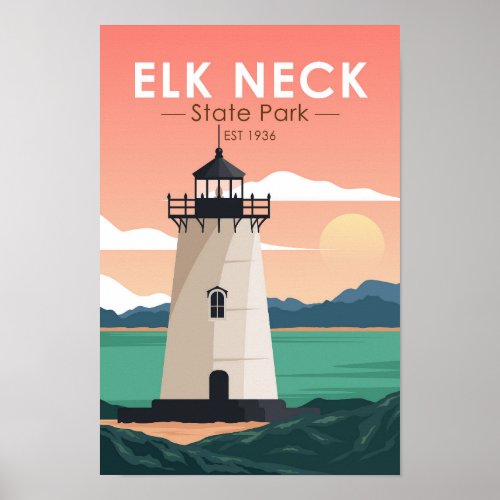 Elk Neck State Park Maryland Vintage  Poster