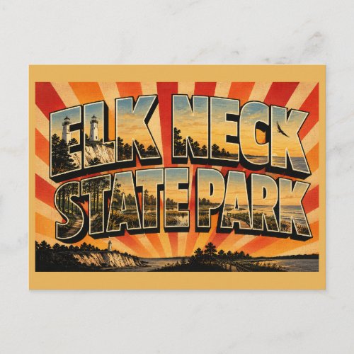 Elk Neck State Park MD Vintage Travel Art Postcard