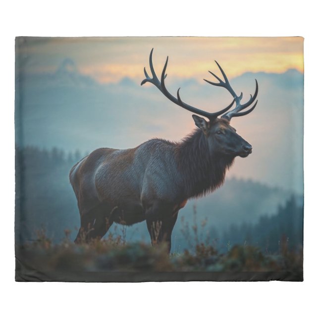 Elk on a Ridge at Dawn Duvet Cover (Front)