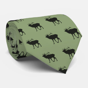 Elk on Green Neck Tie