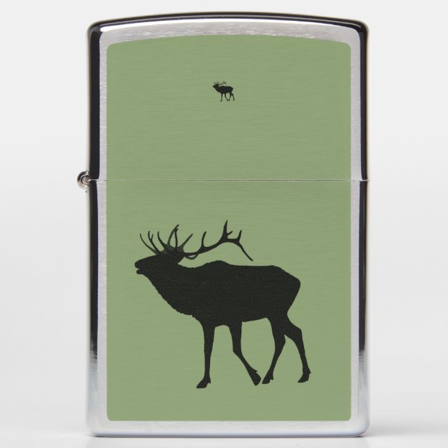 Elk on Green Zippo Lighter (Front)