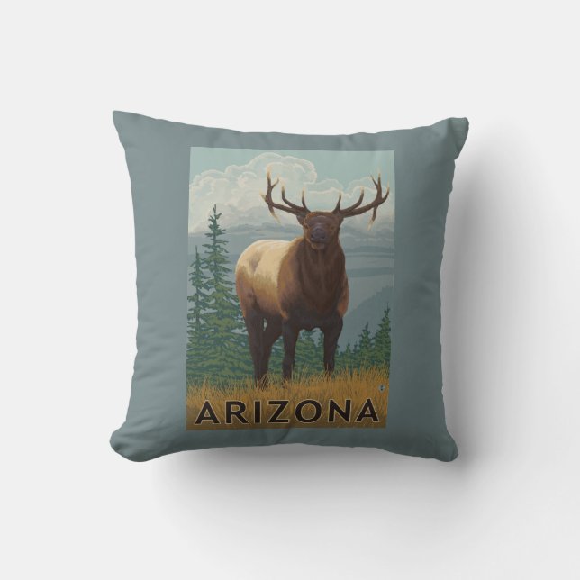 Elk SceneArizona Throw Pillow (Front)