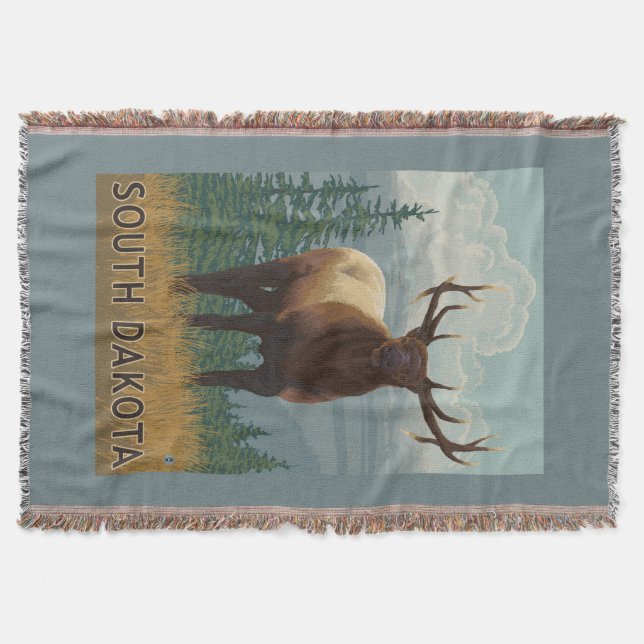 Elk SceneSouth Dakota Throw Blanket (Front)