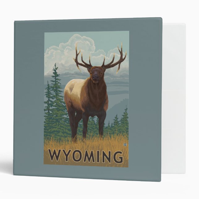 Elk SceneWyoming 3 Ring Binder (Front/Inside)