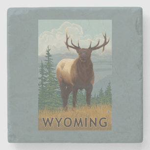 Elk SceneWyoming Stone Coaster