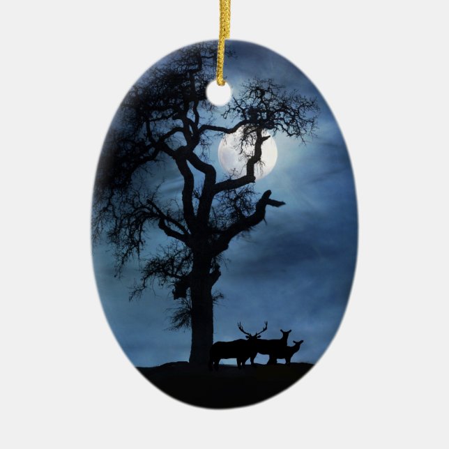 Elk Silent Night Xmas Ornament (Front)