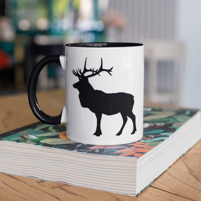 Elk Silhouette Mug (Add text to create your own souvenir coffee cup.)