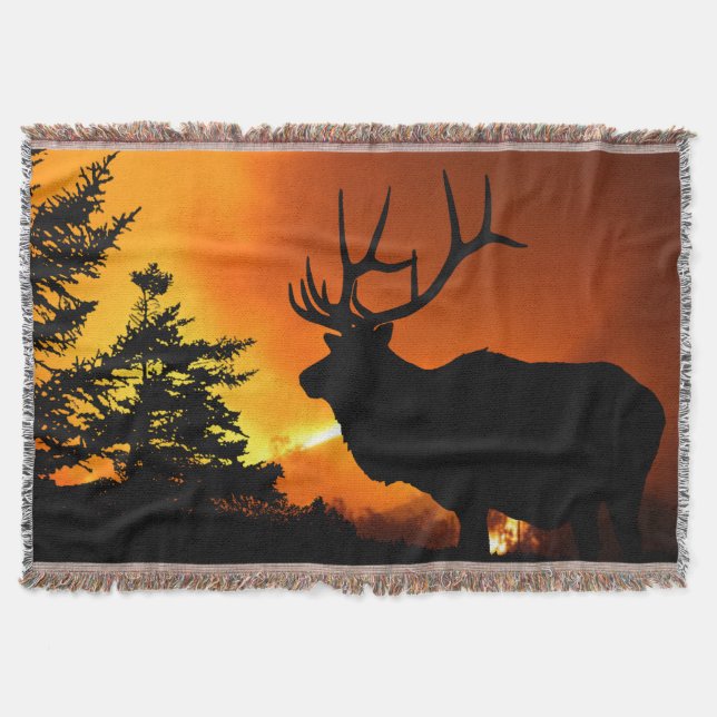 Elk silhouette throw blanket (Front)