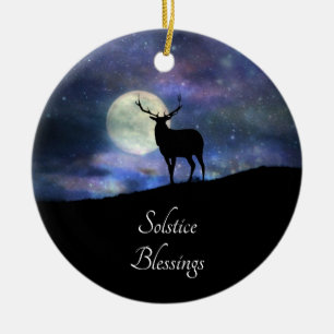 Elk Solstice Blessings Ceramic Ornament