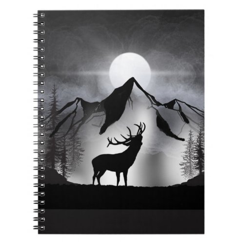 Elk Spirit Animal Journal Mountain Night Moon  