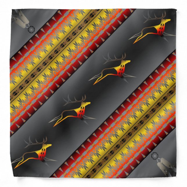 Elk Spirit (Black/Yellow) Bandana (Front)