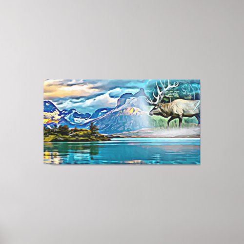 Elk Spirit Landscape Abstract Original Art Canvas Print