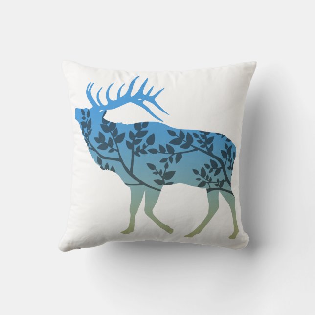 Elk Tree Throw Pillow (Back)