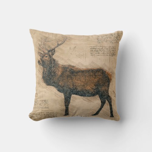 Elk Vintage DaVinci Style  Throw Pillow