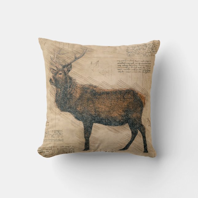 Elk Vintage DaVinci Style  Throw Pillow (Front)