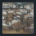 Elk wall clock<br><div class="desc">This decorative wall clock is the perfect accent in any living area! Taken from the original painting "Hunter's Paradise" by Jim Olheiser</div>