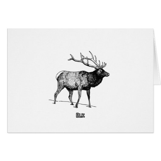 Elk - Wapiti (line art) Cards (Front Horizontal)