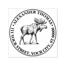 Elk Wapiti Vintage Drawing Name Return Address