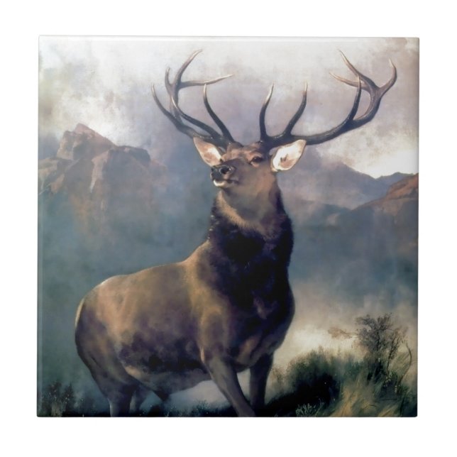 Elk wild animal painting tile (Front)