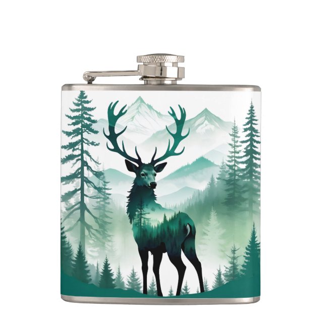 Elk Wildlife Animal Nature Environment Forest Art Flask (Front)