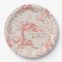 Pink Toile Dinner Paper Plates