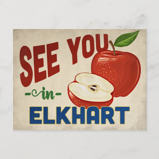 Elkhart Indiana Apple - Vintage Travel Postcard (Front)